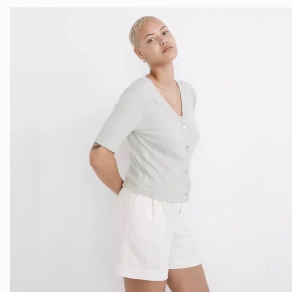 Madewell Pointelle Cardigan Twin Set in Ashen Sage Size XXS NF467